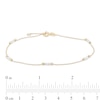 Thumbnail Image 1 of Made in Italy .9mm Cubic Zirconia Bead Chain Anklet in 10K Gold - 9" + 1"