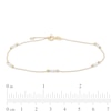 Made in Italy .9mm Cubic Zirconia Bead Chain Anklet in 10K Gold - 9" + 1"