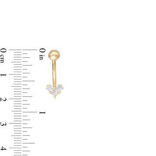10K Gold CZ Heart Belly Button Ring - 14G 7/16"