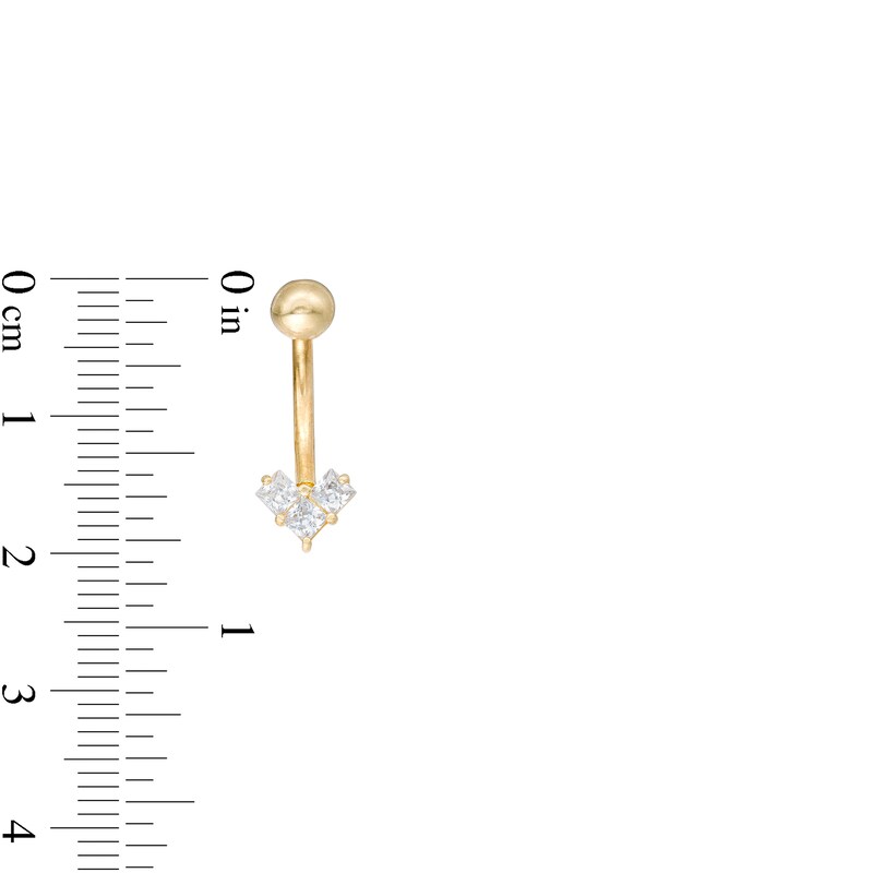 Main Image 2 of 10K Gold CZ Heart Belly Button Ring - 14G 7/16"