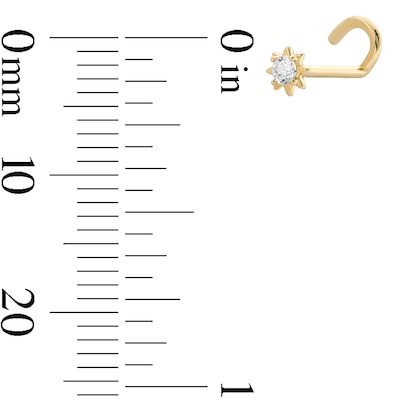 14K Gold Starburst Screw Nose Stud - 20G 5/16"