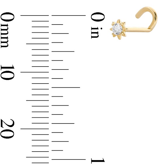 14K Gold Starburst Screw Nose Stud - 20G 5/16"