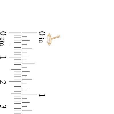 14K Gold CZ Baguette Nose Stud - 20G 5/16"