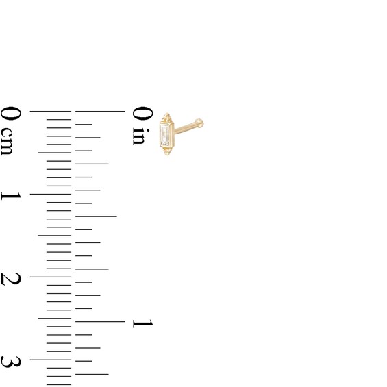 14K Gold CZ Baguette Nose Stud - 20G 5/16"