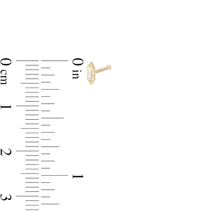 Main Image 2 of 14K Gold CZ Baguette Nose Stud - 20G 5/16"
