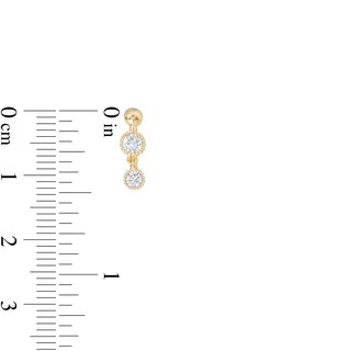 10K Gold CZ Round Dangle Belly Button Ring - 14G 7/16"