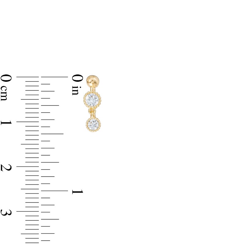 Main Image 2 of 10K Gold CZ Round Dangle Belly Button Ring - 14G 7/16"