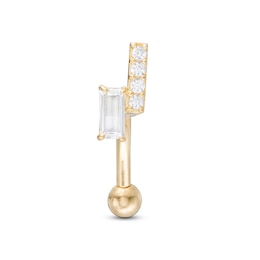 14K Gold CZ Multi-Stone Curved Barbell - 16G 5/16&quot;