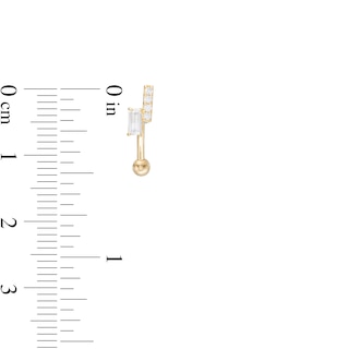 14K Gold CZ Multi-Stone Curved Barbell - 16G 5/16"