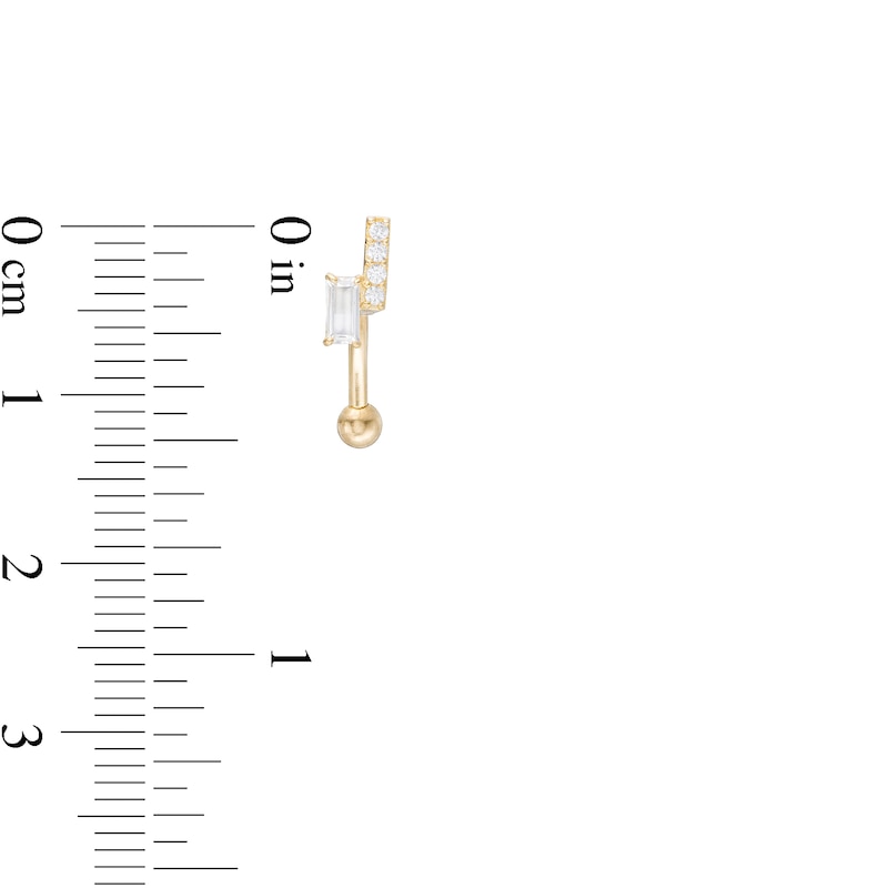 Main Image 2 of 14K Gold CZ Multi-Stone Curved Barbell - 16G 5/16"