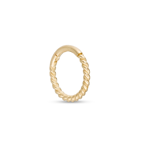 14K Solid Gold Twisted Clicker Hoop - 16G 3/8"