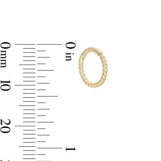 14K Solid Gold Twisted Clicker Hoop - 16G 3/8"