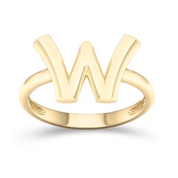 &quot;W&quot; Initial Ring in Sterling Silver with 14K Gold Plate