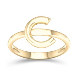 &quot;C&quot; Initial Ring in Sterling Silver with 14K Gold Plate
