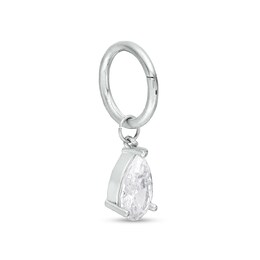 014 Gauge Cubic Zirconia Pear Hoop Belly Button Ring in Stainless Steel