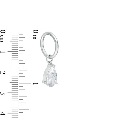 Stainless Steel CZ Pear Hoop Belly Button Ring - 14G 7/16"