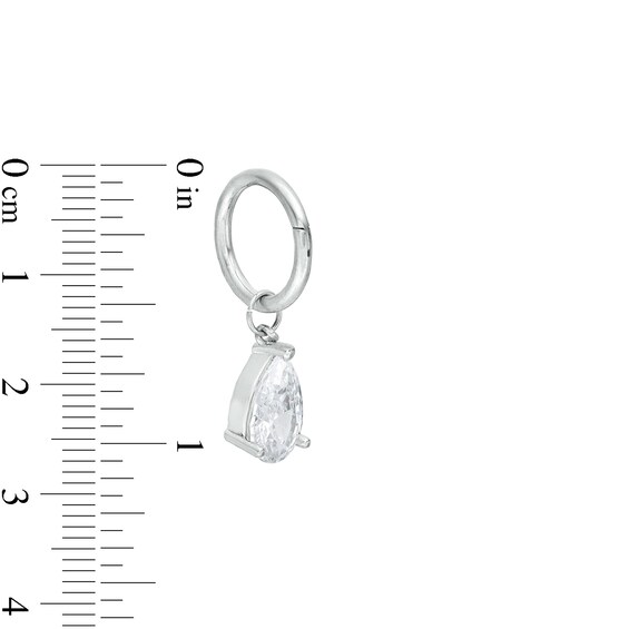 Stainless Steel CZ Pear Hoop Belly Button Ring - 14G 7/16"