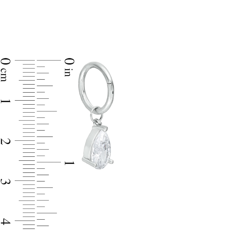 Stainless Steel CZ Pear Hoop Belly Button Ring - 14G 7/16"