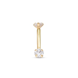 14K Gold CZ Curved Barbell - 16G 5/16&quot;