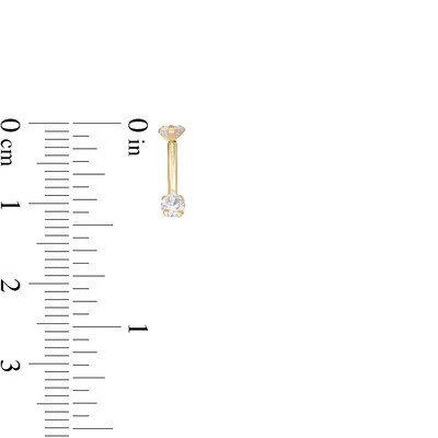 14K Gold CZ Curved Barbell - 16G 5/16"