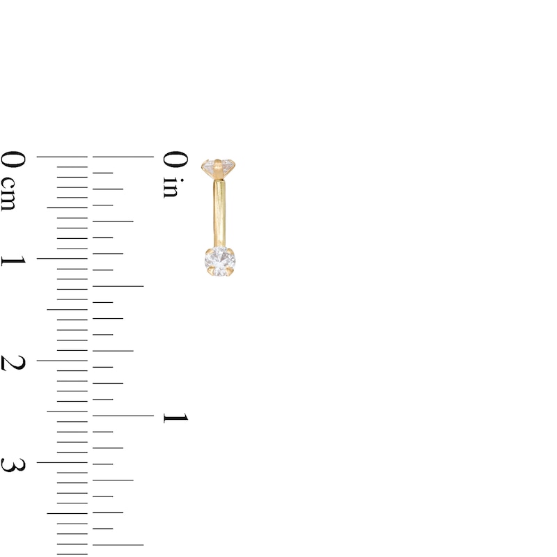 016 Gauge Cubic Zirconia Curved Barbell in 14K Gold