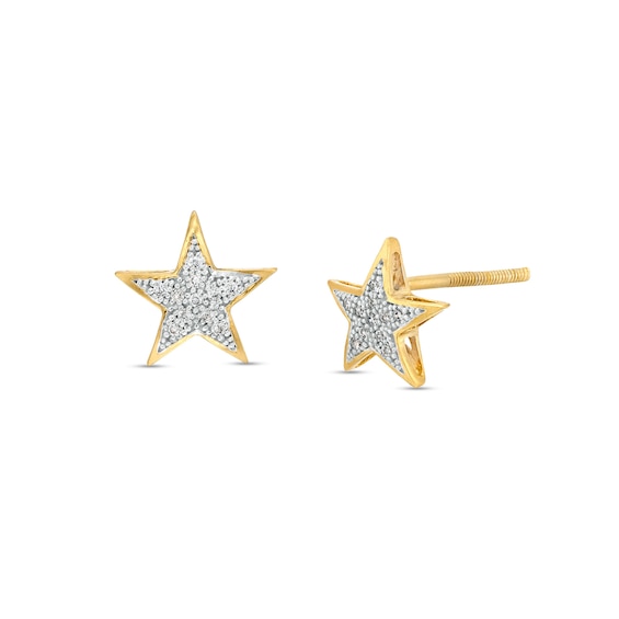 1/20 CT. T.W. Diamond Star Stud Earrings in Sterling Silver with 14K Gold Plate