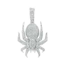 1/4 CT. T.W. Diamond Pavé Spider Necklace Charm in Sterling Silver