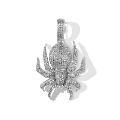 1/4 CT. T.W. Diamond Pavé Spider Necklace Charm in Sterling Silver
