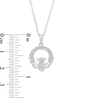 Diamond Accent Claddagh Pendant Necklace in Sterling Silver - 18"