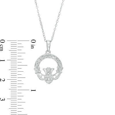 Diamond Accent Claddagh Pendant Necklace in Sterling Silver - 18"