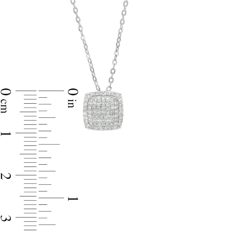 1/20 CT. T.W. Composite Diamond Cushion with Halo Necklace in Sterling Silver - 18"