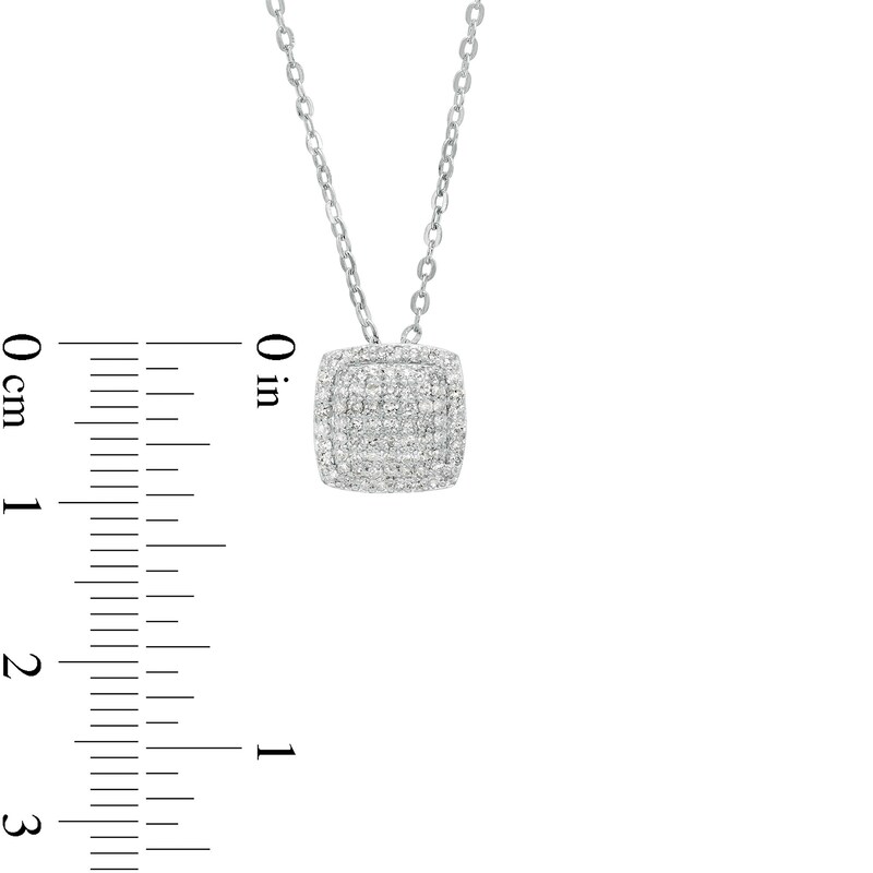 1/20 CT. T.W. Composite Diamond Cushion with Halo Necklace in Sterling Silver - 18"