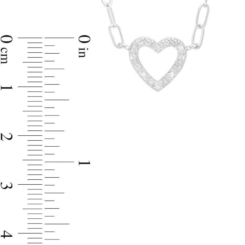 1/20 CT. T.W. Diamond Heart 5.5mm Paper Clip Chain Necklace in Sterling Silver - 18"