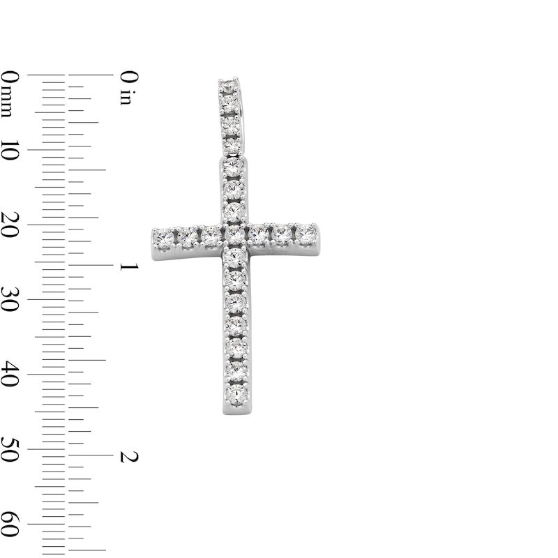 Main Image 4 of Cubic Zirconia Shared Prong Cross Necklace Charm in Solid Sterling Silver