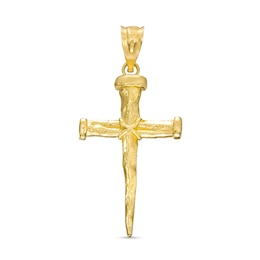 Nail Cross Necklace Charm in 10K Gold