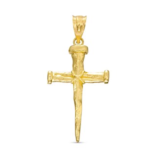 Nail Cross Necklace Charm in 10K Gold