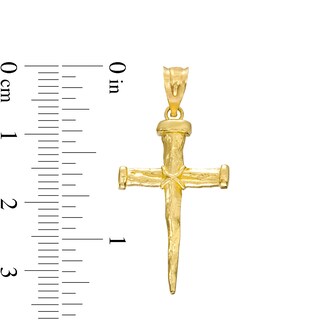 Nail Cross Necklace Charm in 10K Gold