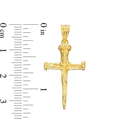 Nail Cross Necklace Charm in 10K Gold