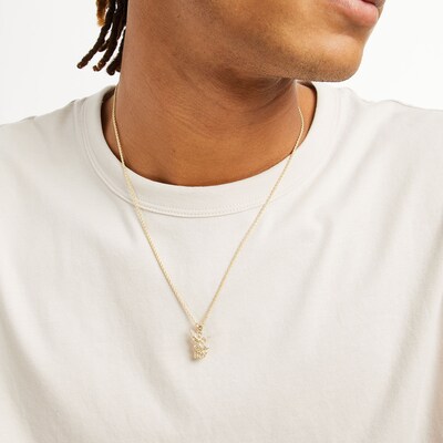 10K Solid Gold Diamond-Cut St. Michael Necklace Charm