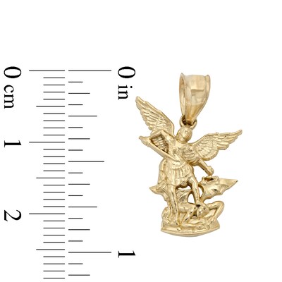 10K Solid Gold Diamond-Cut St. Michael Necklace Charm