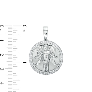 Cubic Zirconia Open Arm Angel Necklace Charm in Solid Sterling Silver