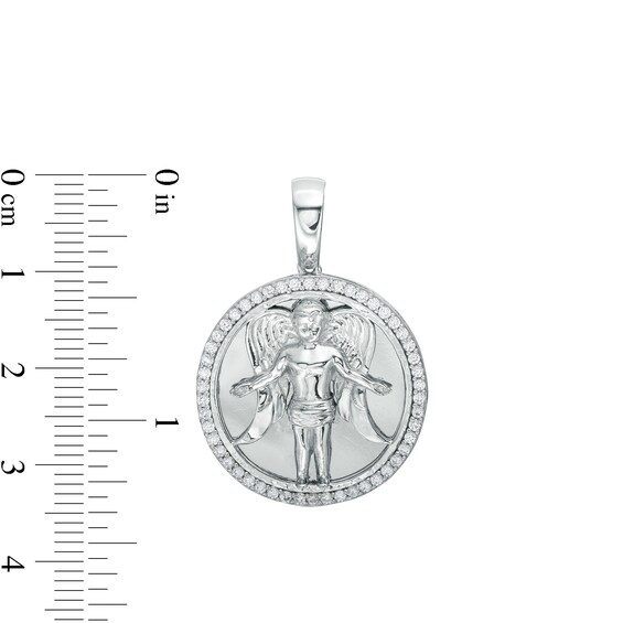 Cubic Zirconia Open Arm Angel Necklace Charm in Solid Sterling Silver