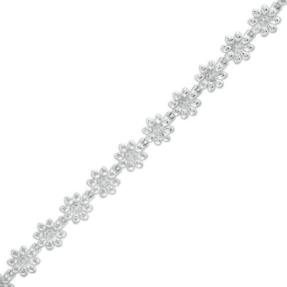 Diamond Accent Flower Line Bracelet in Sterling Silver - 7.25"