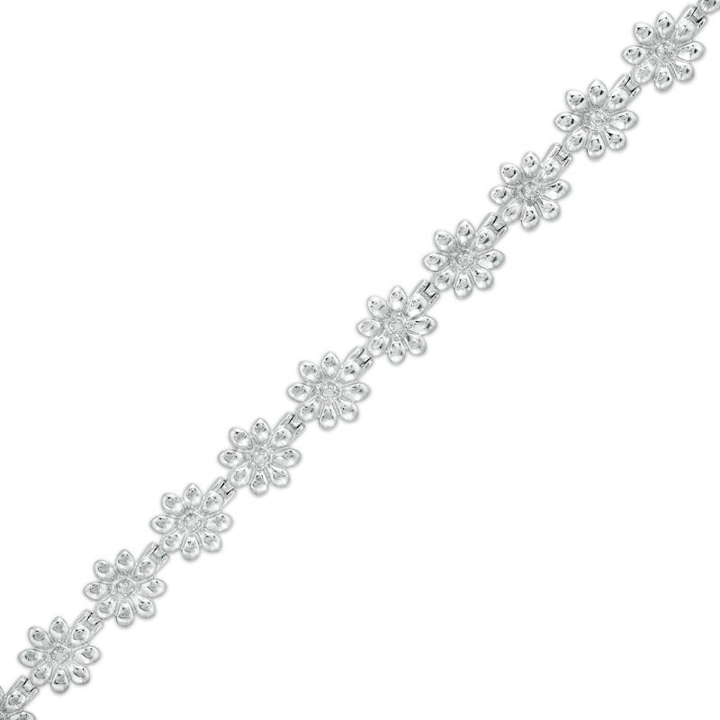 Diamond Accent Flower Line Bracelet in Sterling Silver - 7.25"