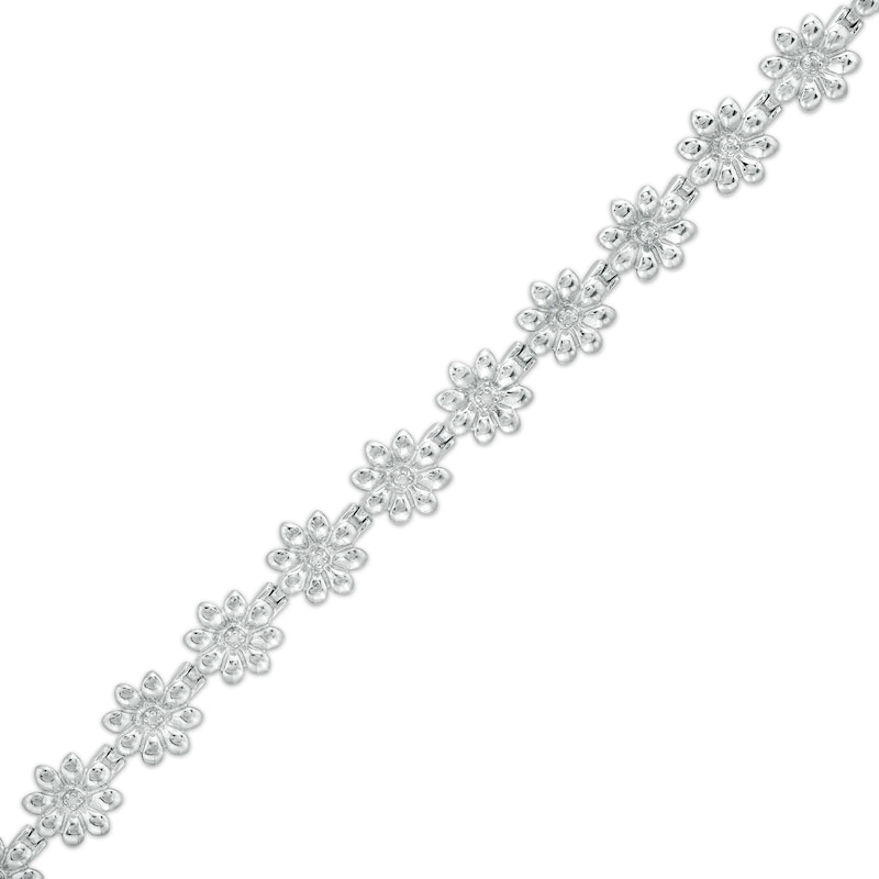 Main Image 1 of Diamond Accent Flower Line Bracelet in Sterling Silver - 7.25"