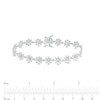Thumbnail Image 2 of Diamond Accent Flower Line Bracelet in Sterling Silver - 7.25"