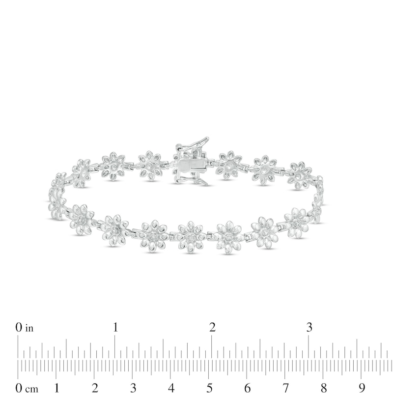 Main Image 2 of Diamond Accent Flower Line Bracelet in Sterling Silver - 7.25"