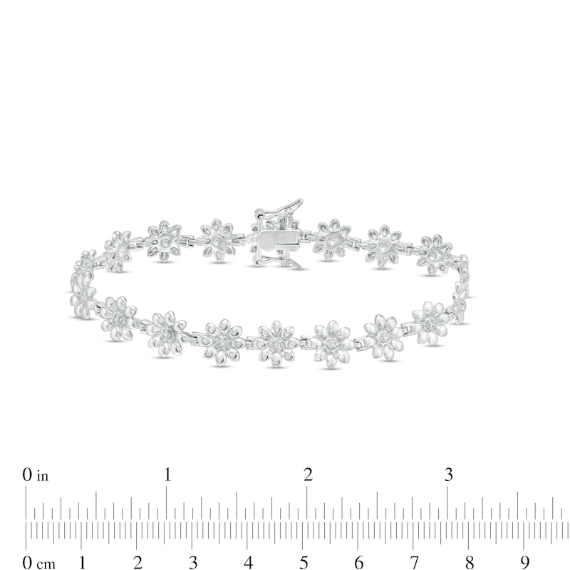 Diamond Accent Flower Line Bracelet in Sterling Silver - 7.25"