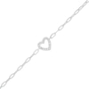 Thumbnail Image 0 of 1/20 CT. T.W. Diamond Heart Paper Clip Bracelet in Sterling Silver - 7"