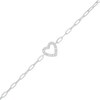 Thumbnail Image 0 of 1/20 CT. T.W. Diamond Heart Paper Clip Bracelet in Sterling Silver - 7"